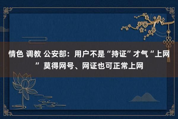 情色 调教 公安部：用户不是“持证”才气“上网” 莫得网号、网证也可正常上网