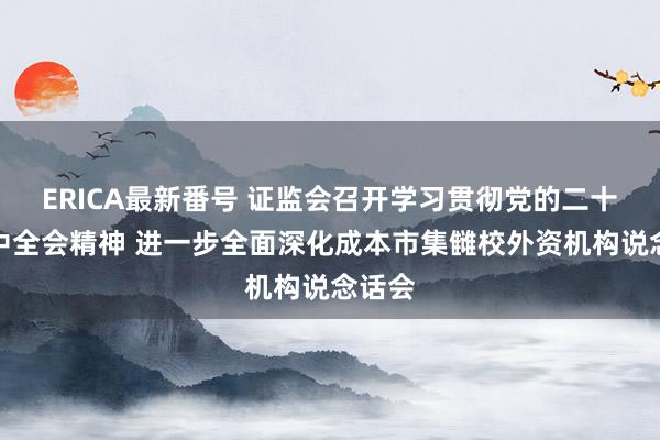 ERICA最新番号 证监会召开学习贯彻党的二十届三中全会精神 进一步全面深化成本市集雠校外资机构说念话会