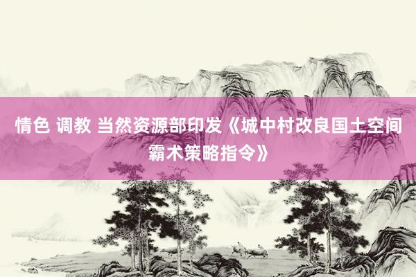 情色 调教 当然资源部印发《城中村改良国土空间霸术策略指令》