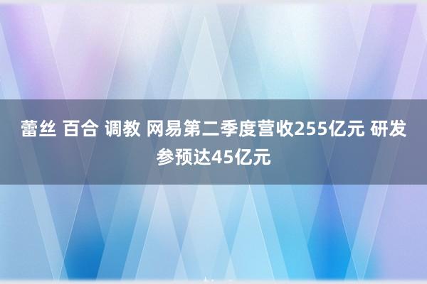 蕾丝 百合 调教 网易第二季度营收255亿元 研发参预达45亿元