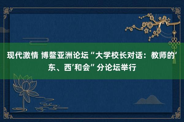 现代激情 博鳌亚洲论坛“大学校长对话：教师的‘东、西’和会”分论坛举行